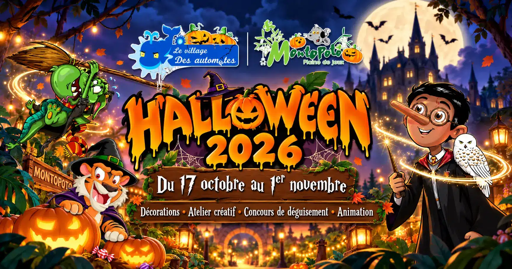 Halloween 2026 au Village des Automates et à Montopoto, du 17 octobre au 1er novembre.